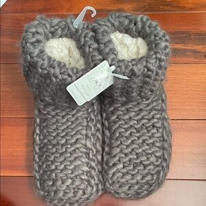 Lemon Hand Knit Slippers in Dark Gray